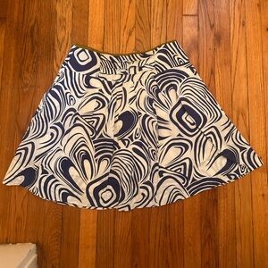 CAbi Navy and Cream A-Line Skirt